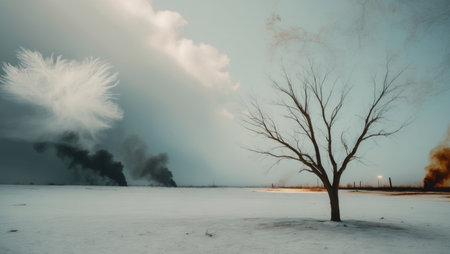 AI Generated. A visually stunning artwork illustrating the global issue of climate changeの素材