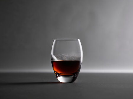 AI Generated. Pouring dark amber beverage glass black backgroundの素材