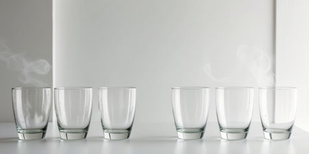 AI Generated. Cleaned drink glasses fresh from dishwasherの素材