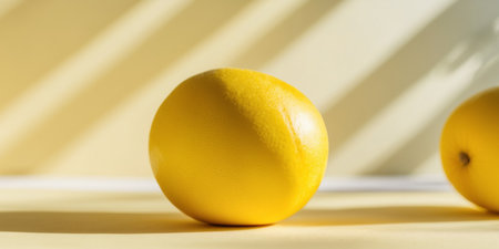 AI Generated. yellow fresh pomelo on a yellow background in the sunlightの素材