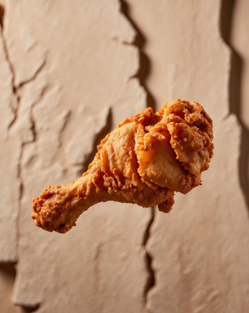 AI Generated. Crispy Fried Chicken in Motion with Textured Backgroundの素材