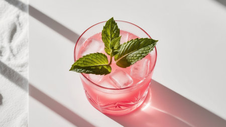 AI Generated. Refreshing Pink Drink with Mint and Garnishの素材