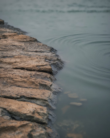 AI Generated. Rough stone texture meets smooth water captivating contrastの素材