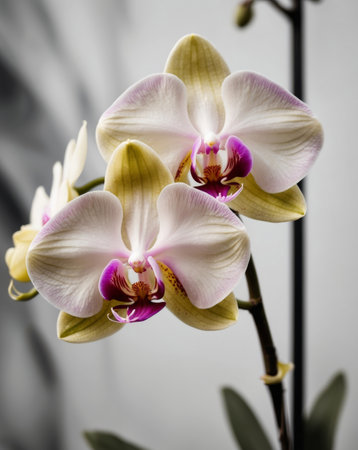 AI Generated. Soft Velvety Texture of a Blooming Orchid with Vibrant Petals and Natural Beautyの素材