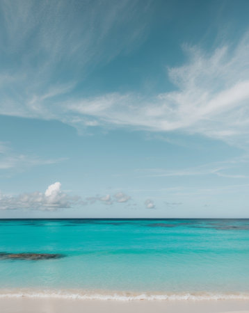 AI Generated. Tropical Ocean with Clear Water and Sky Backgroundの素材