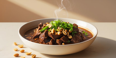 AI Generated. Delicious Beef Stew with Peanuts and Green Onionsの素材