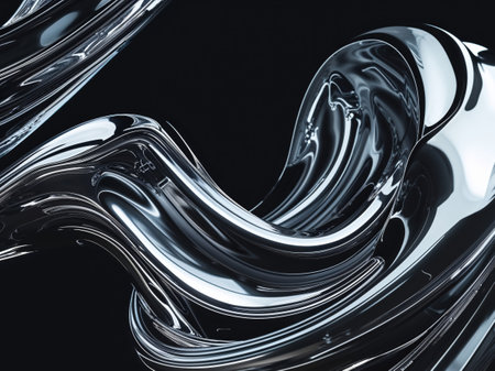 AI Generated. Bold Reflective Metal Surfaces in High Contrast Lightingの素材