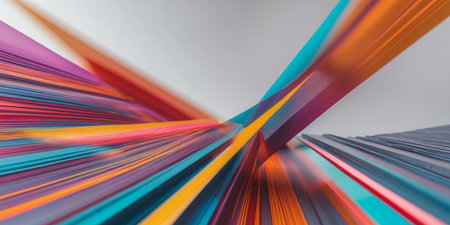 AI Generated. Abstract colorful geometric composition with striking textures and vibrant linesの素材