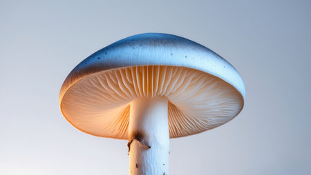 AI Generated. Split Toning A close up of a mushroom with the highlights in oneの素材