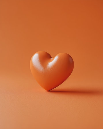AI Generated. there is a heart shaped object on a orange backgroundの素材