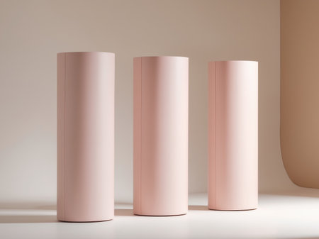 AI Generated. Pink Pastel Cylindrical Display Stands Product Background Sceneの素材