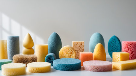 AI Generated. Sponge Garden A diverse collection of sponges in different shapeの素材