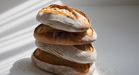 AI Generated. Stack of bread with different colors and texturesの素材