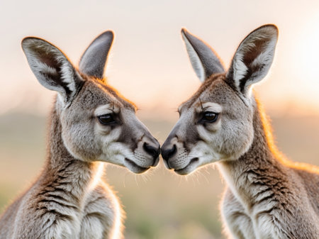 AI Generated. Two Kangaroos Greet the Year Two Thousand Twenty Fiveの素材