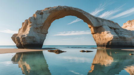 AI Generated. Coastal Arch Reflection Stunning Beach Landscapeの素材