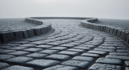 AI Generated. Dark gray cobblestone pathway with textured surfaceの素材