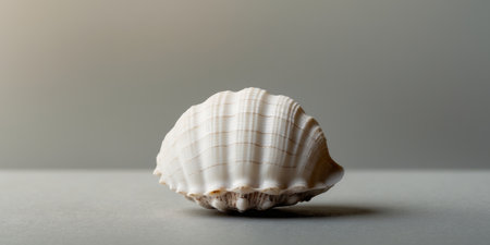 AI Generated. Cracked White Spherical Shell Object Rests on Gray Surfaceの素材