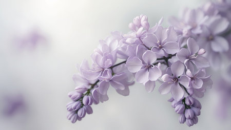 AI Generated. Lavender Lilac Blossoms Soft Petals Close Up Delicate Floral Beautyの素材