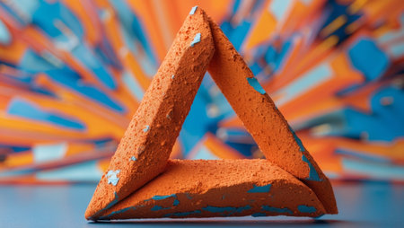AI Generated. Abstract orange textured triangle on vibrant backgroundの素材