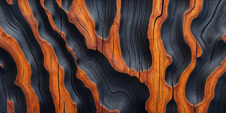 AI Generated. Abstract Wood Texture Burnt Orange and Black Tree Barkの素材