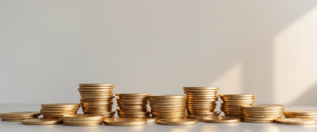 AI Generated. Economic trends gold coins in luxurious stacks analysisの素材