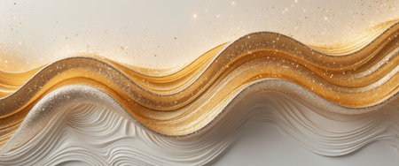 AI Generated. Shimmering Golden Waves with Sparkles on a Textured Surfaceの素材