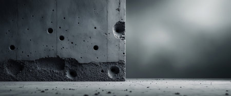 AI Generated. dark rough raw concrete wall texture with surface voids small holes abstract gray backgroundの素材