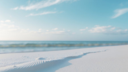 AI Generated. A close up of a beach scene with a lot of white and blueの素材