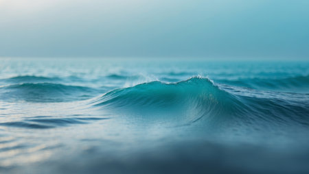 AI Generated. This image shows a close up view of a vast blue ocean with wavesの素材