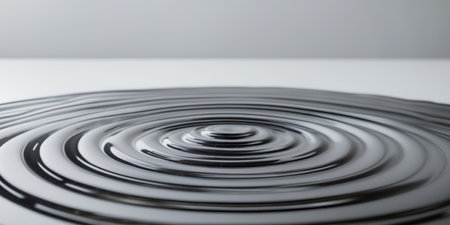 AI Generated. Dark Liquid Surface Showing Concentric Ripplesの素材