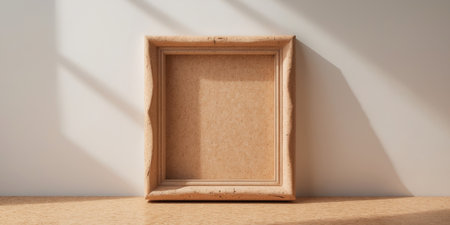 AI Generated. Pixel Perfect Image of Cork Frame on Wooden Backgroundの素材