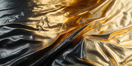 AI Generated. Textured metallic background showing a gradient of colors from black to goldの素材