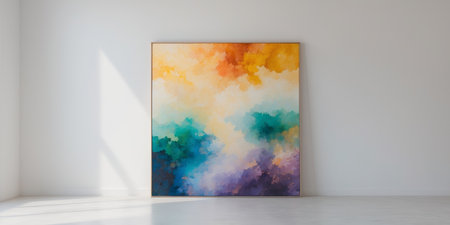 AI Generated. Vibrant abstract artwork showcasing a gradient of warm and cool colors blending harmoniouslyの素材