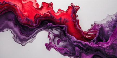 AI Generated. Abstract fluid art with vibrant red and purple swirls and intricate textureの素材