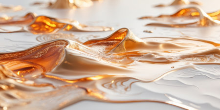 AI Generated. Abstract Liquid Metal Surface with Warm Huesの素材