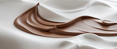 AI Generated. Chocolate cream smearing across a pristine white surfaceの素材