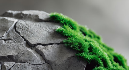 AI Generated. Close Up of Stone with Chisel Marks and Mossの素材