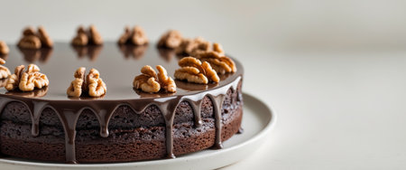 AI Generated. Glazed Chocolate Cake with Toasted Walnutsの素材