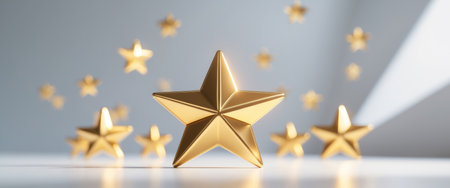 AI Generated. Gold five stars customer product rating reviewの素材