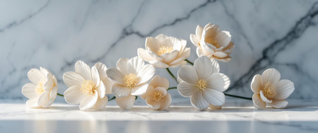 AI Generated. Intricate Carved Flowers On Marble Backgroundの素材