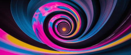 AI Generated. Colorful Abstract Spiral Design on a Dark Backgroundの素材