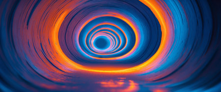 AI Generated. Abstract Glowing Tunnel with Blue and Orange Energyの素材