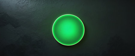 AI Generated. Glowing green circle on dark textured panelの素材