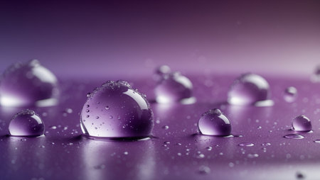 AI Generated. Water Drops on Purple Gradient Background - Abstract Textureの素材