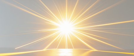 AI Generated. Bright light source emitting rays with lens flareの素材