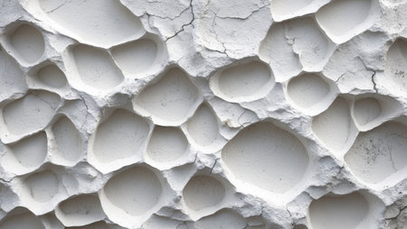 AI Generated. Abstract texture of cracked white surface with irregular holes and depressions suitable for backgrounds and design projects Copy Spaceの素材