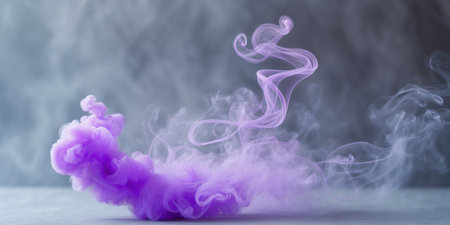 AI Generated. Abstract Purple Smoke Swirls on Grey Backgroundの素材