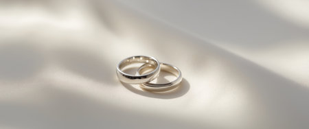 AI Generated. Elegant Silver Wedding Rings Symbolize Love and Commitmentの素材