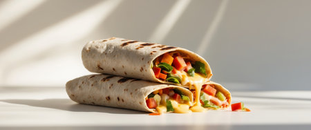 AI Generated. Grilled Burrito with Cheese and Vegetablesの素材