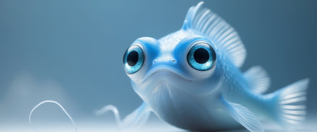 AI Generated. Cute blue underwater creature with big eyesの素材